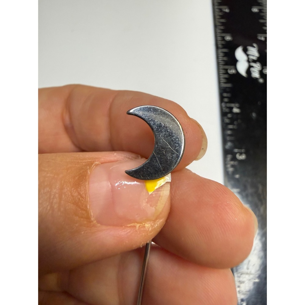 Silver Tone Crescent Moon Stick Pin Celestial Minimalist Lapel Scarf Accessory